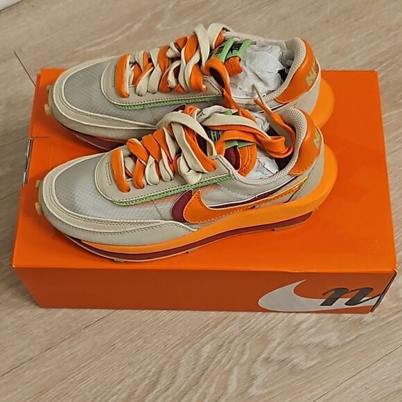 Nike LD Waffle X Clot X Sacai Net Orange Blaze 2021 DH1347-100 Mens Size 4 - Picture 4 of 8